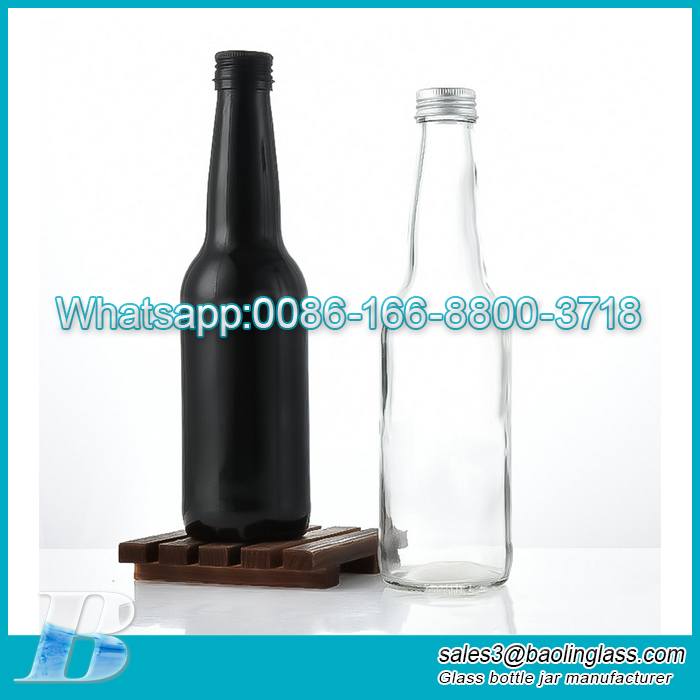 New design 330ml slim spray matte black beverage wine bottle with aluminium cap
