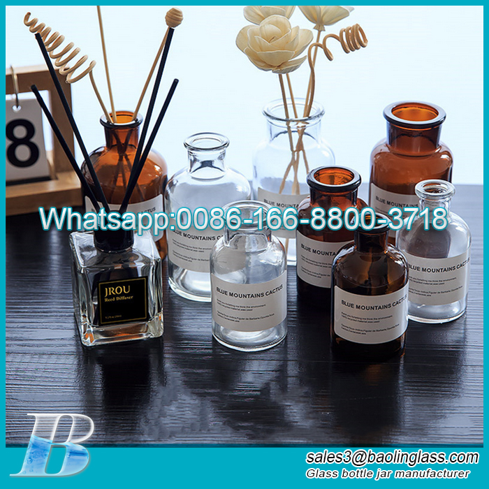 Custom made wild-mouth reagent no-fire aromatherapy amber glass jar
