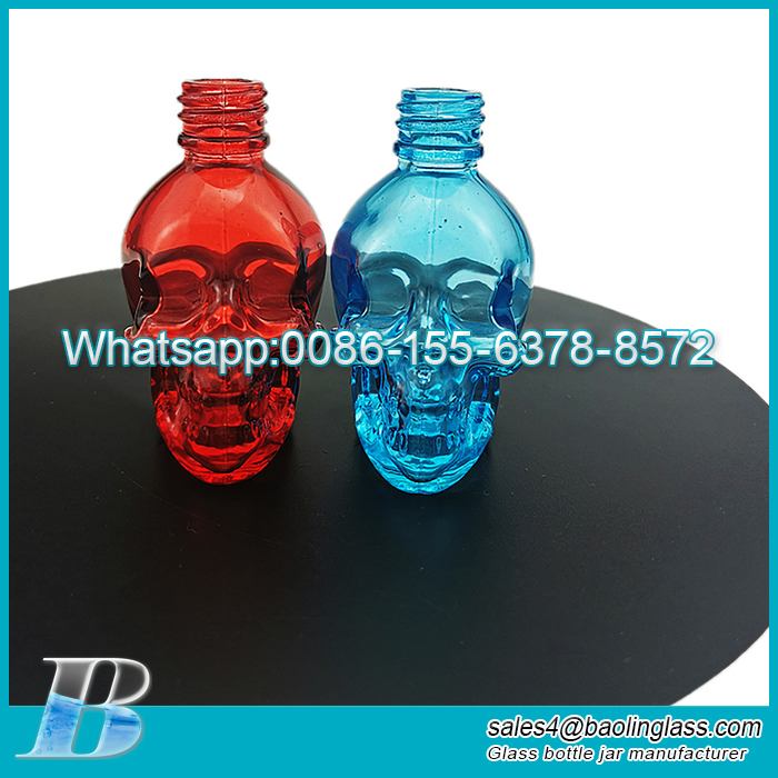 30ml Customized color skull head essential oil dropper glass bottle