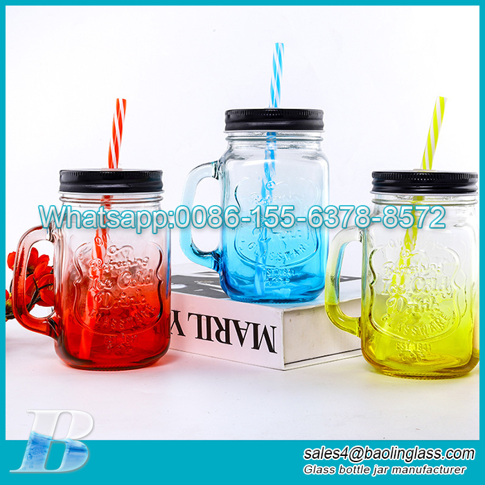 500ml carved gradient color Mason cup juice Coffee Sippy bottle