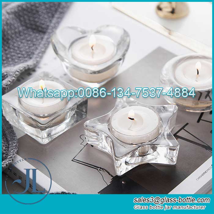 Europe stype romantic candle jar with star heart round shape glass candle holders