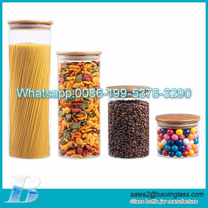 0.5L-2L Food-Cereal-Bamboo-Lid-Large-Spice-Jars-Glass-Storage-Containers