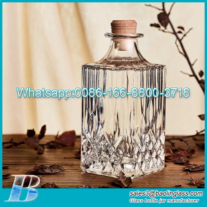 750ml crystal square engraving spirit vodka brandy pulque wine bottle holder