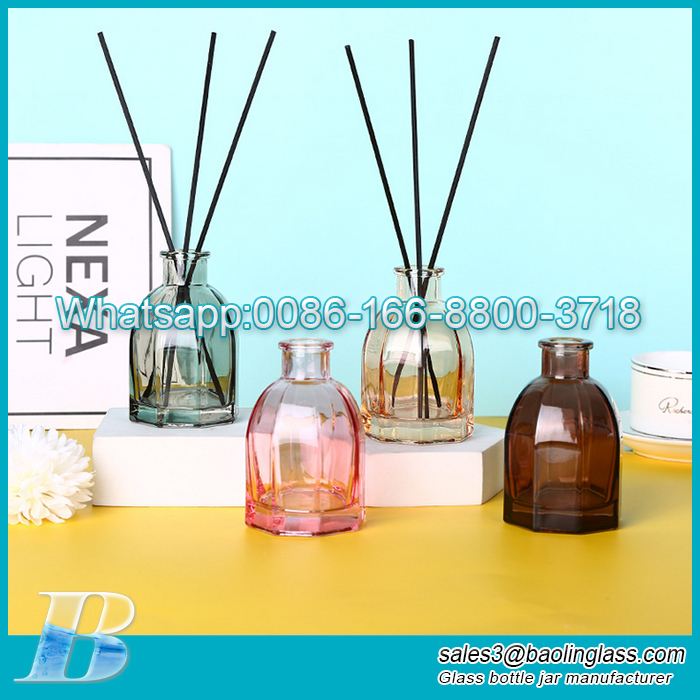 100ml translucence colourful octagonal wide mouth aromatherapy glass bottles