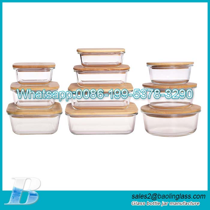 600ml-2000ml High Borosilicate Glass Meal Prep Containers 2 CompartmentFood Container