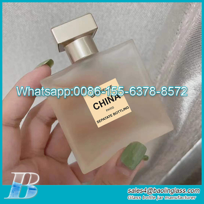 50ml Square frosted perfume bottle 25ml clear spray glass bottle supplier