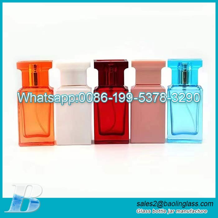 Manufacturer 30ml Special Shape TF Perfume Glass Bottle With Square Lid