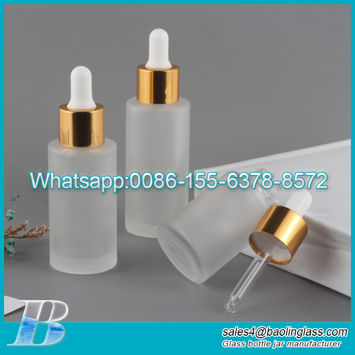 Frosted glass essential oil dropper bottle