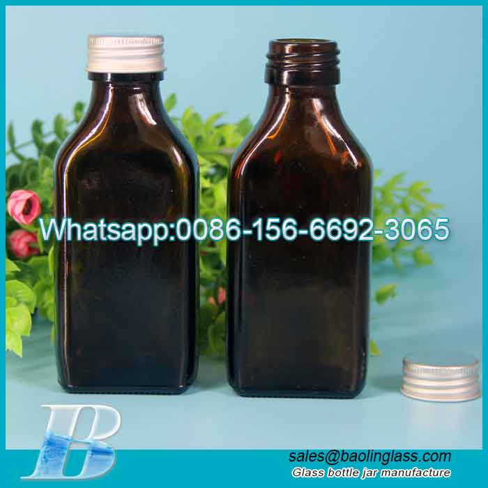 100ml Oval Pharmacy Glass Bottles Amber Liquid Medicine Bottle