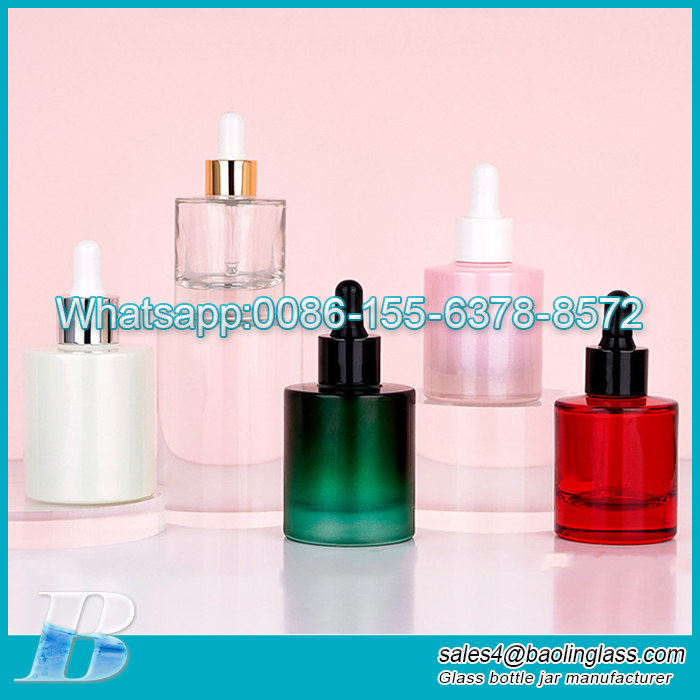 30ml 50ml round essential oil glass bottle with dropper wholesale