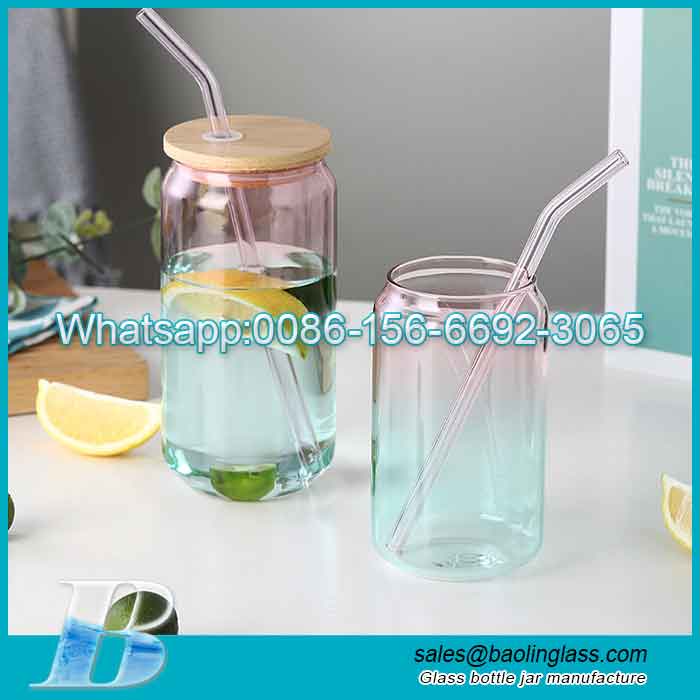 16oz 20oz Glass Cups Can Shaped Modern Drinking Glasses Classic Can Tumbler Glasses for Soda