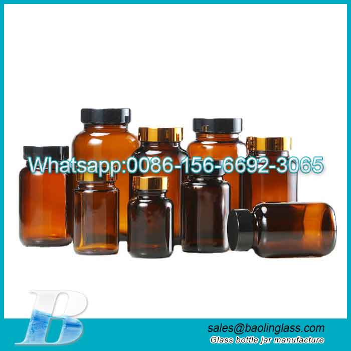 Amber Glass Wide Mouth Packer Bottle with Cap 250 mL Medical Packer Bottles 