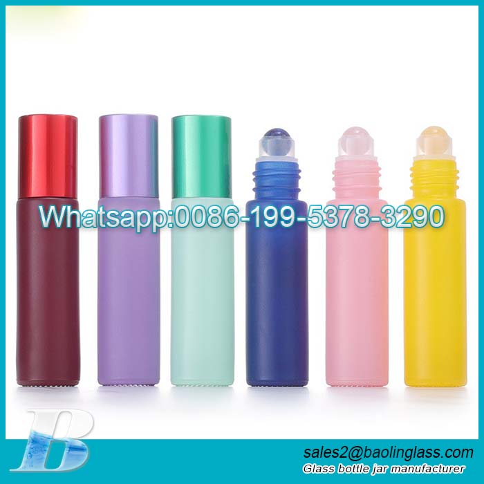 10ml Glass colorful crystal stone roller on bottle for Essential Oils