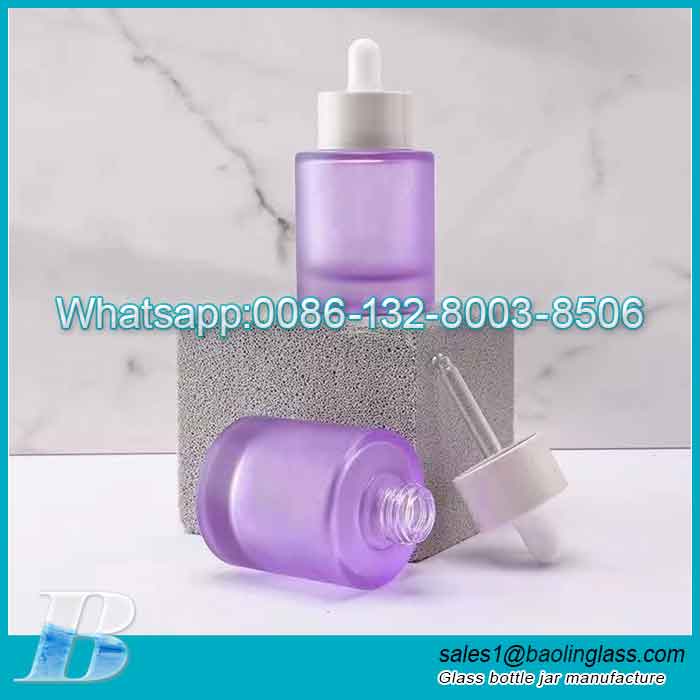 30ml Flat Shoulder Purple Color Glass Dropper Bottle