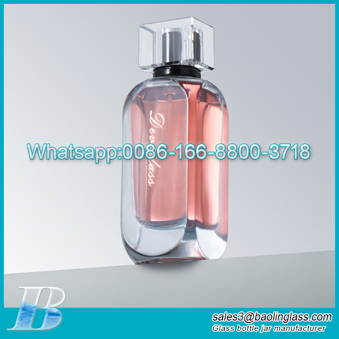 100ml square polished tangential glass bottle with acrylic cap