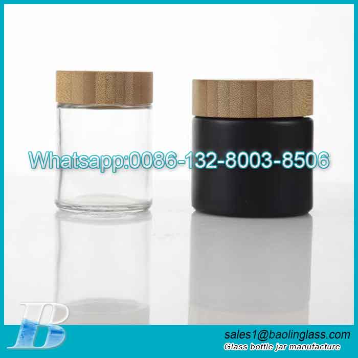 Bamboo lid glass jar