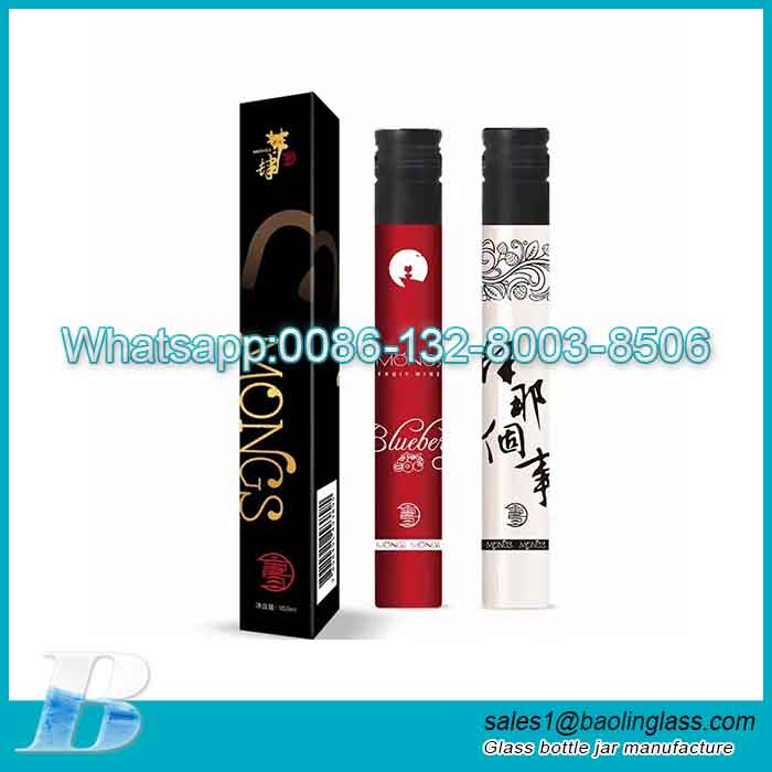 Clear Glass 100ml Tube Bottle with Black Cap