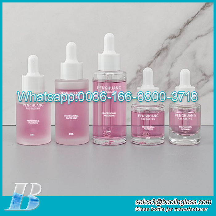 15ml to 50ml essential oil flat frosted glass bottle with white dropper