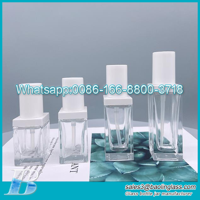 30ml customized square white plastic shoulder lotion empty bottles