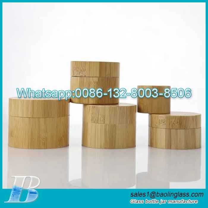 Bamboo cosmetic cream jar