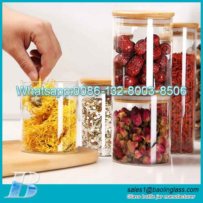 250ml Food Cereal Storage Spice Jars with Bamboo Airtight Lids