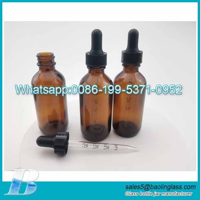 Custom 60ml amber essential oil bottle dropper with graduated manufacturer