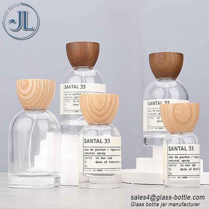 Custom Luxury Conical Wooden Cap Perfume Bottle