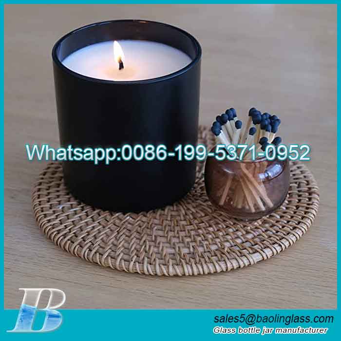 Custom matte black candle jars with lids wholesale