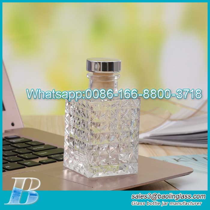 Rectangular glass perfume bottle square 100ml diamond shaped aromatherapy bottle glass perfume bottle