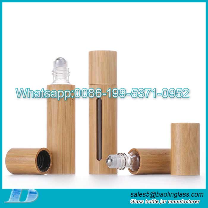 Custom bamboo essential roll oil bottle