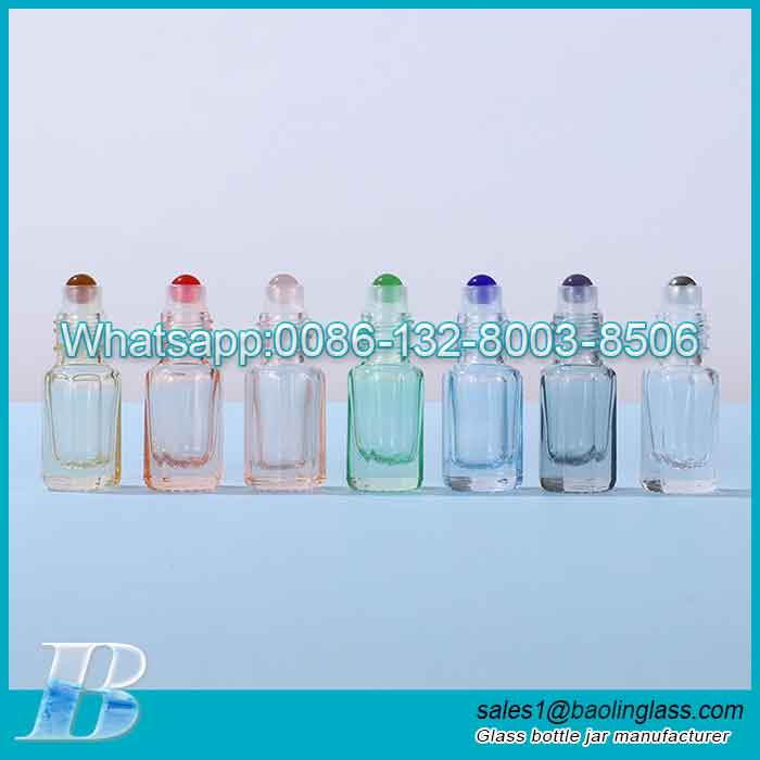 3ml color glass roll on bottle with color roll ball
