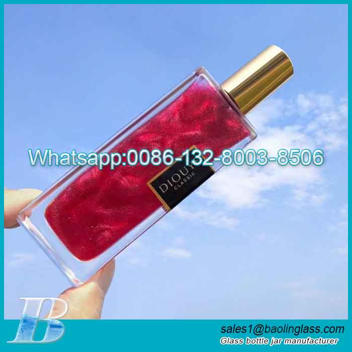 50ml Rectangle Glass Perfume Bottle with Fine Mist Screw Spray