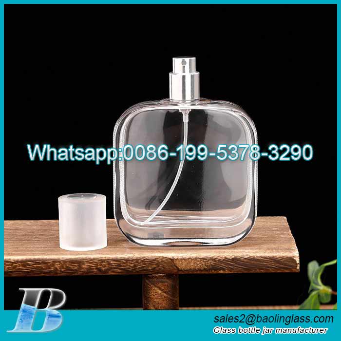 100ml Flat round square bottle with transparent cap nozzle subpackage perfume bottle