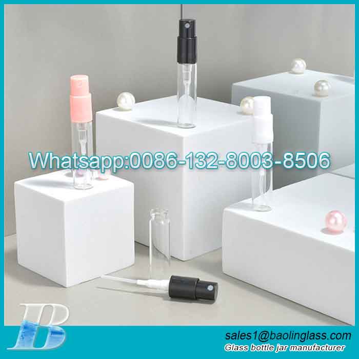 Custom 1ml 2ml 3ml 5ml Crimp Type Press Pump Glass Perfume Tester Bottle