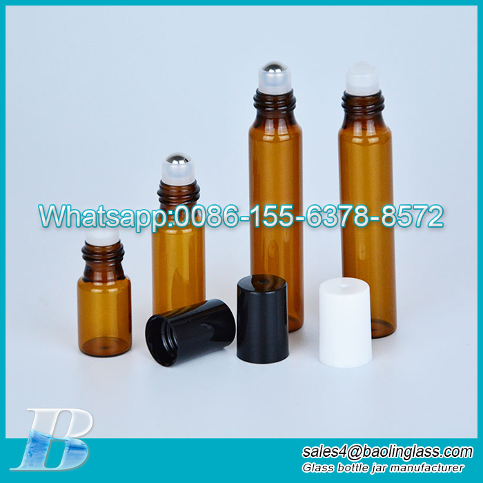 Amber roll on glass bottles for perfume oils