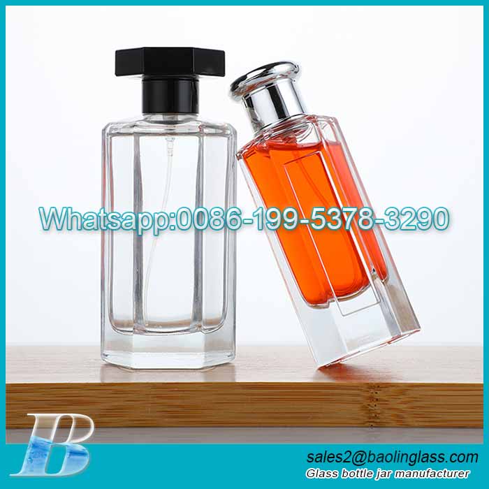 50ml 100ml Hexagon Glass Perfume Bottle With Sprayer Lid