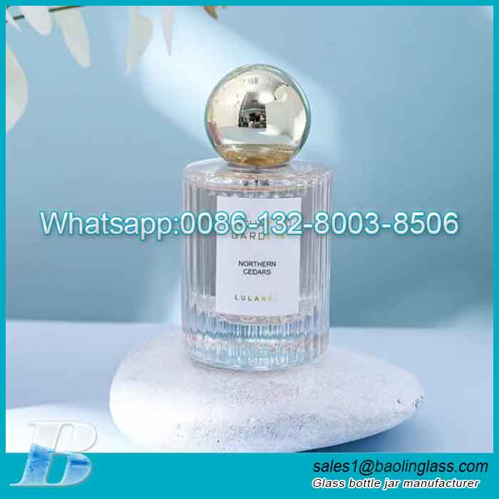 50ml Clear Glass Perfume Bottle with Ball Shape Gold Cap