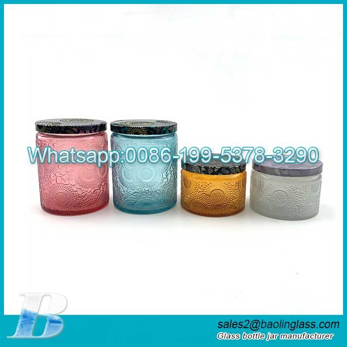Luxury glass 8oz 12oz candle jars for candle with metal lid