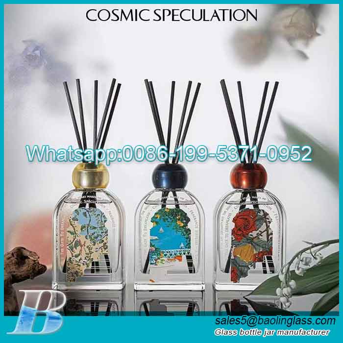 Custom decorative glass perfume reed diffuser bottle wholesale