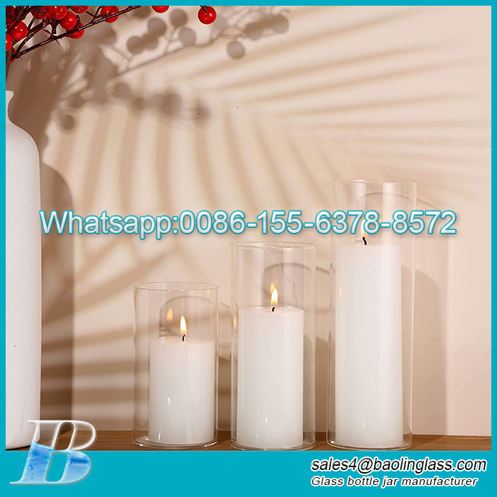 Clear vases pillar candles glass jars with lid