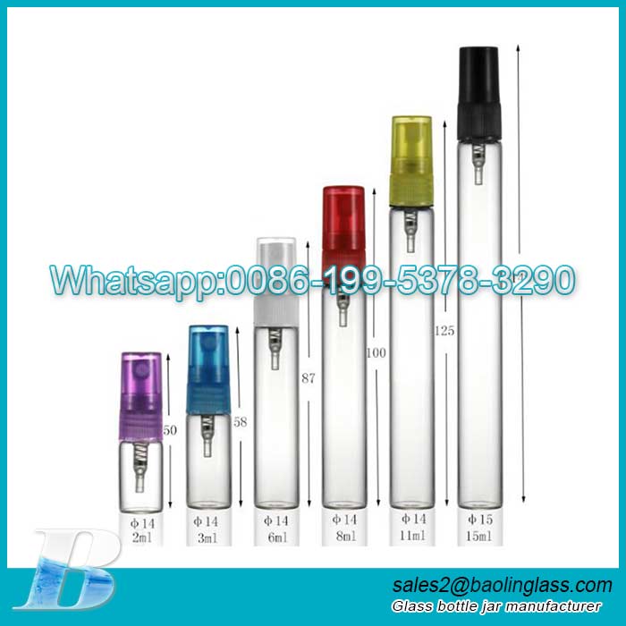 2ml -15ml Mini tube spray perfume bottle with lid