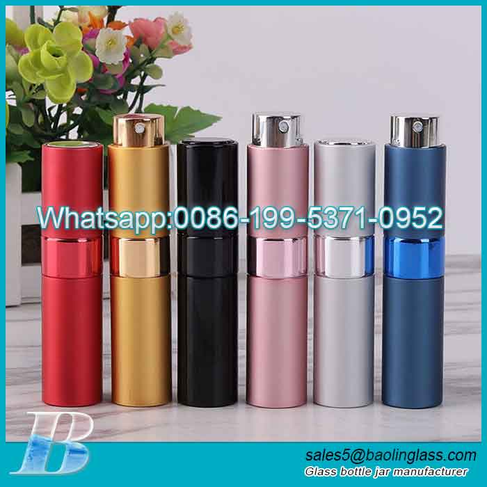 Perfume packaging rotary retractable portable 8ml spray glass empty bottle