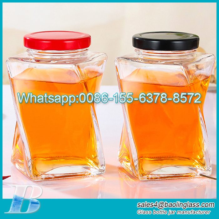 360ML Helical glass honey storage jars with lid