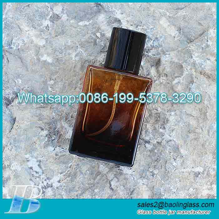 30ml Square Glass Bottle Amber Gradient Color Perfume Bottle With Sprayer
