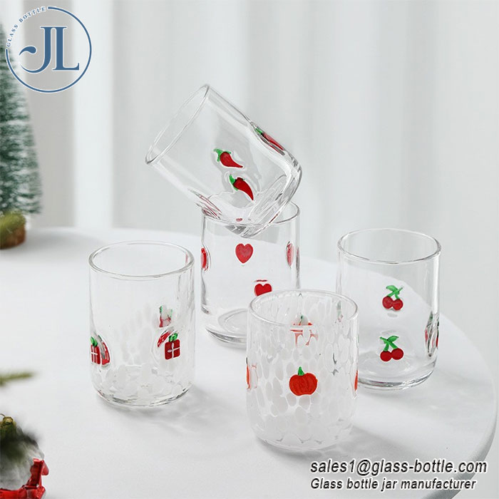 Hand Blown Christmas Decoration Pattern Glass Candle Containers Wholesale