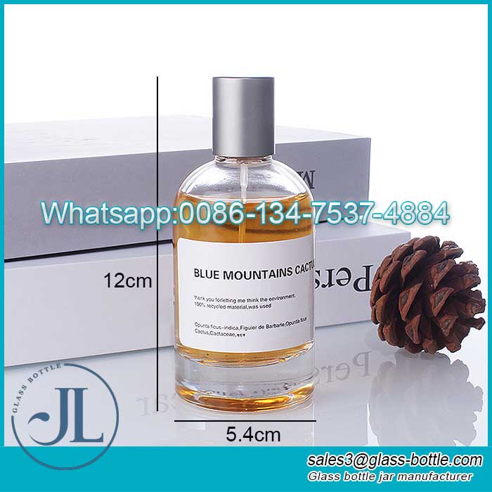 Custom Clear Glass Perfume Bottle thick bottom cylinder round Spray 30ml 50ml 100ml Wholesale