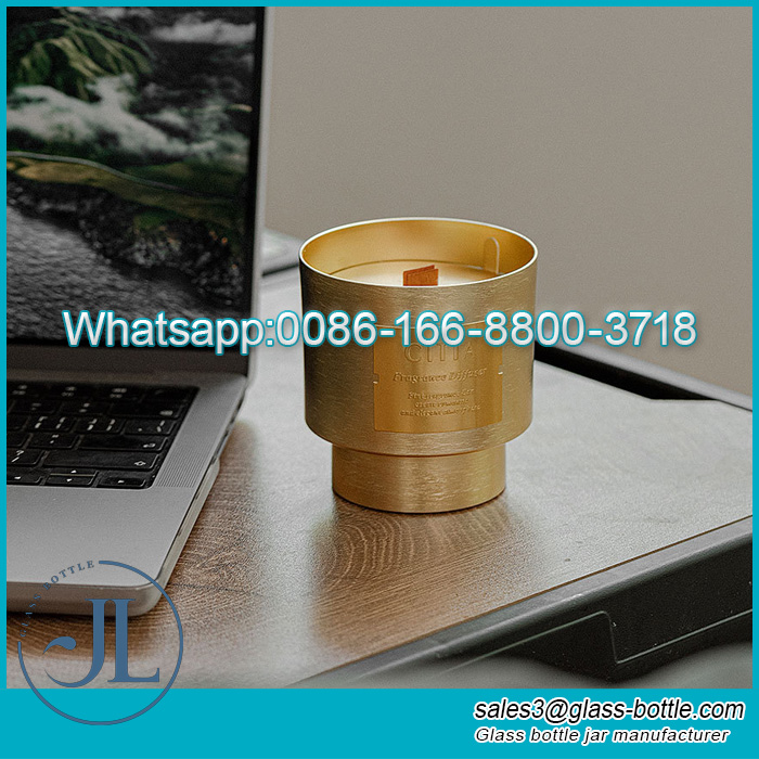 Customized light luxury metal scented candle empty bottle