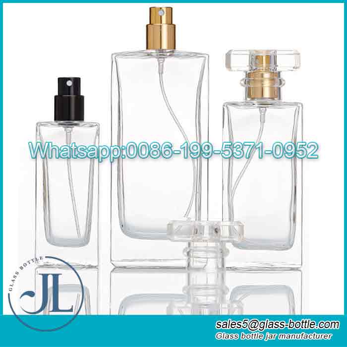 Custom 100ml square men’s perfume bottle with acrylic cover wholesale