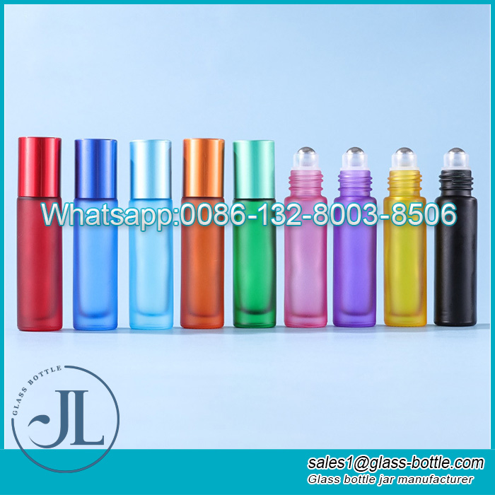 9 Colors 10ml essential oil glass roller bottle with aluminum lid