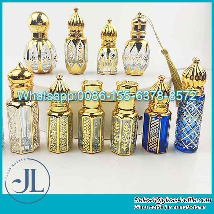 Luxury Arabic Oud Perfume Oil Bottle With Glass Stick and Golden Screw Cap